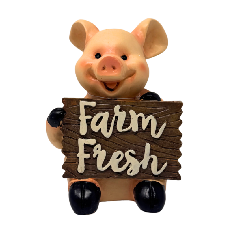 6" Pig with Sign Figurine