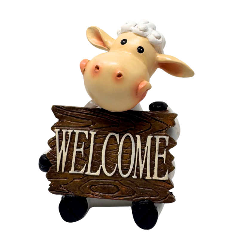 6" Sheep with Sign Figurine