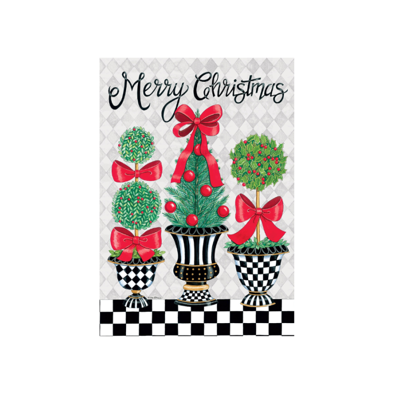 Christmas Topiary Garden Flag