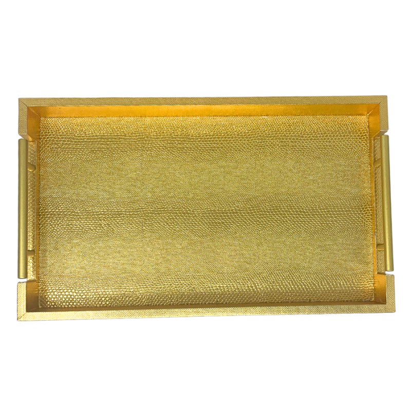 16" Golden Snakeskin Serving Tray w/ Handles