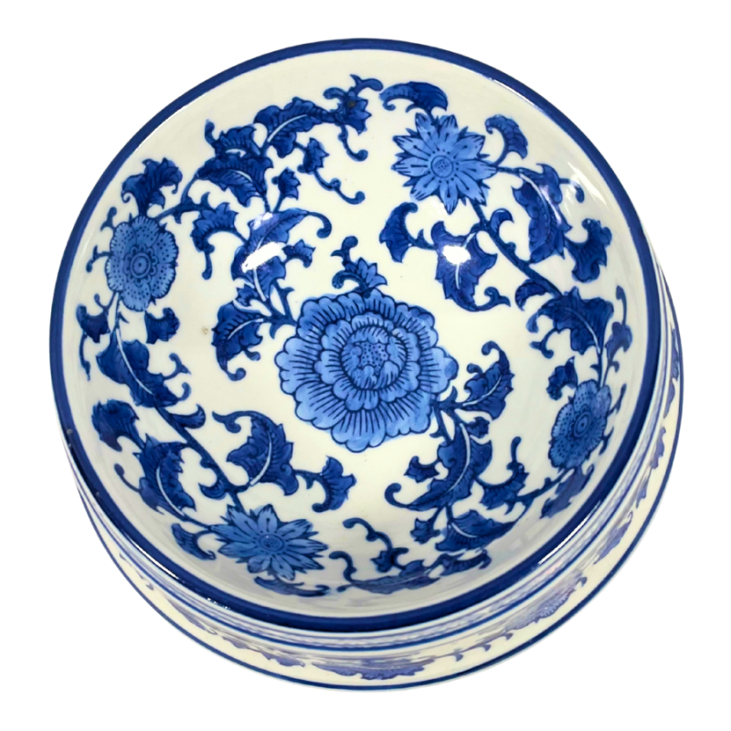 3.5" Blue & White Chinoiserie Porcelain Animal Food/ Water Bowl