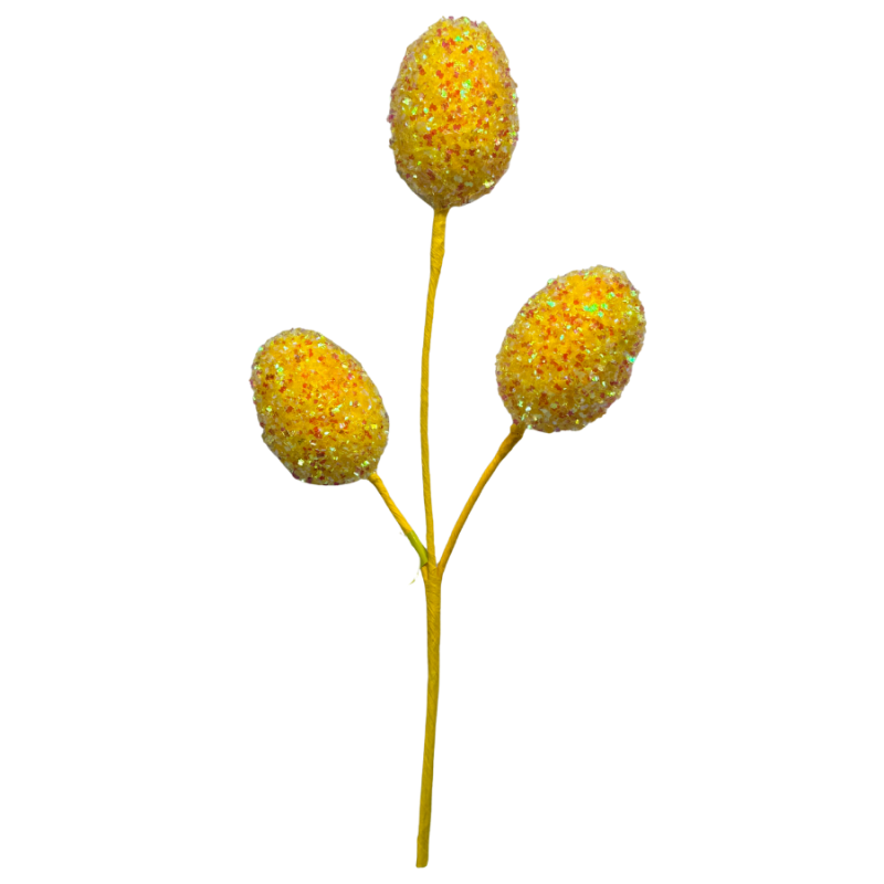 15" Glitter Egg Trio Pick - Yellow