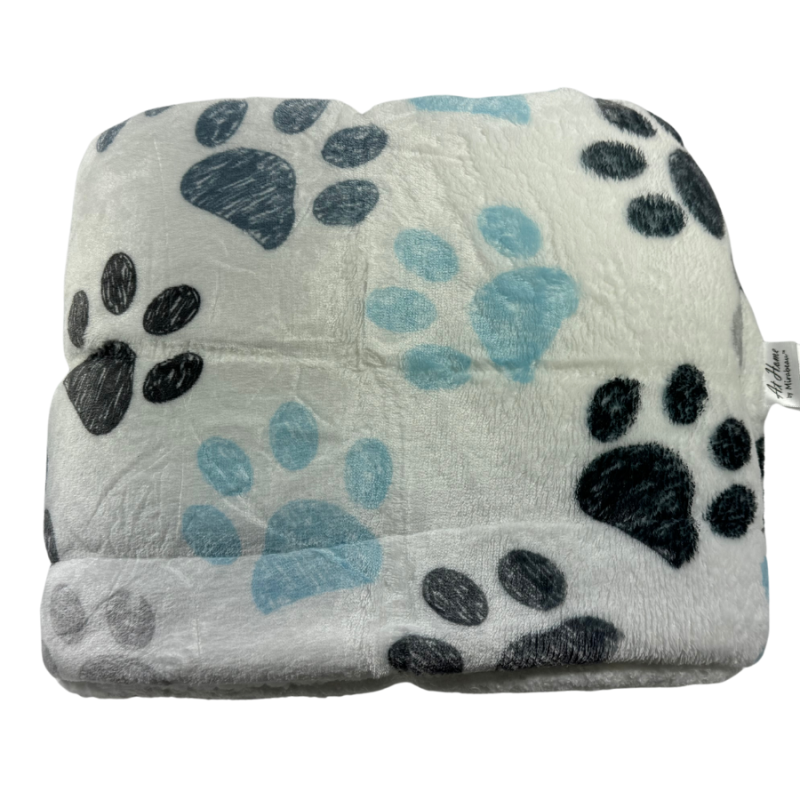 50" x 60" Paw Print Velvety Fleece Sherpa Blanket