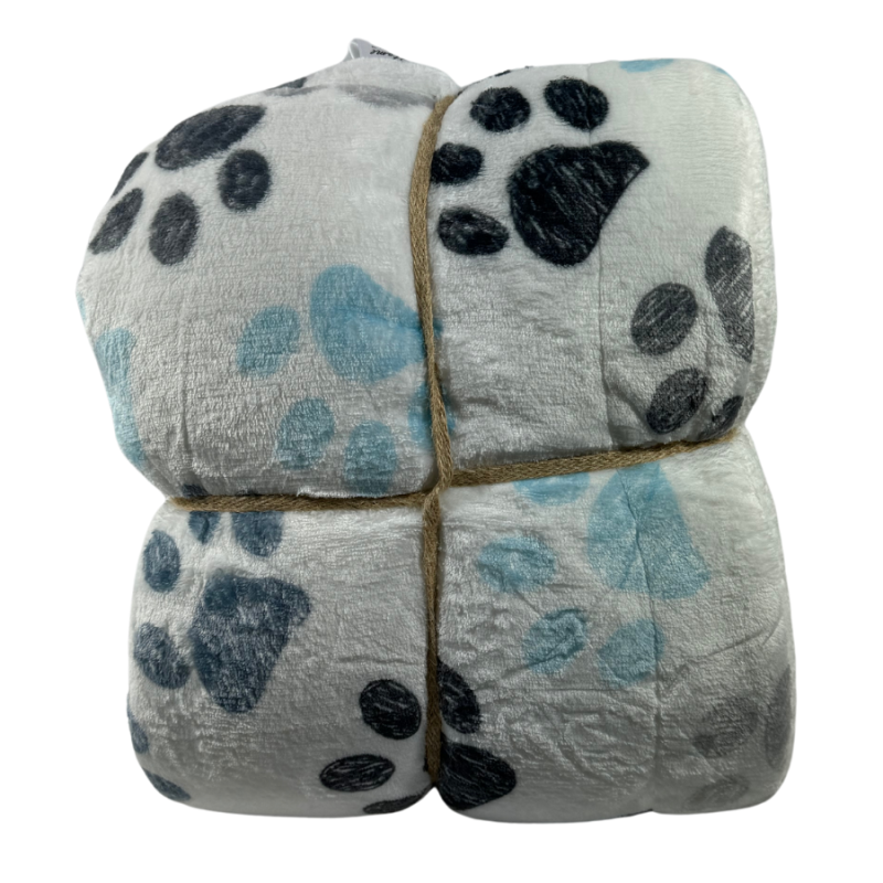 50" x 60" Paw Print Velvety Fleece Sherpa Blanket