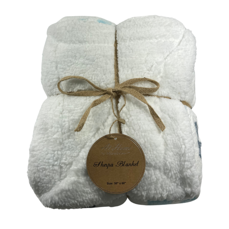 50" x 60" Paw Print Velvety Fleece Sherpa Blanket