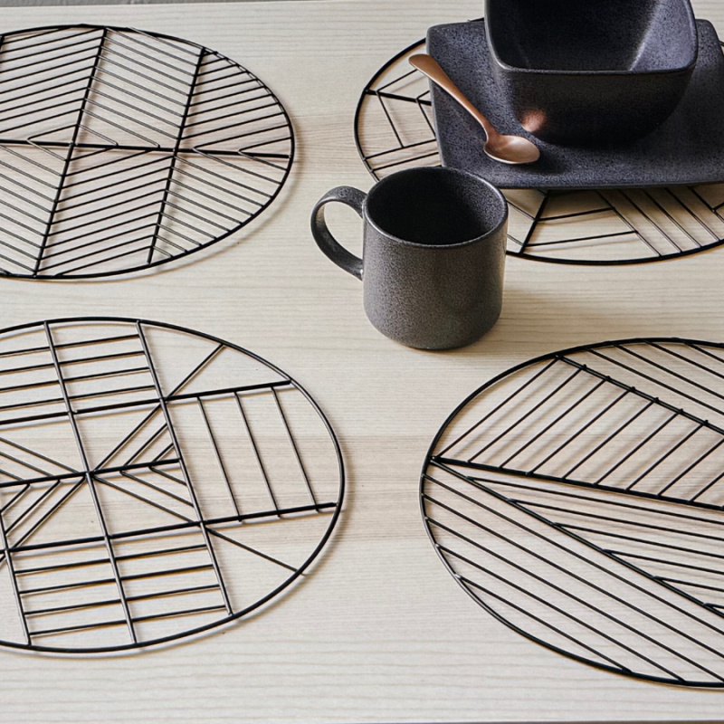 Set of 4 Black Metal Placemats