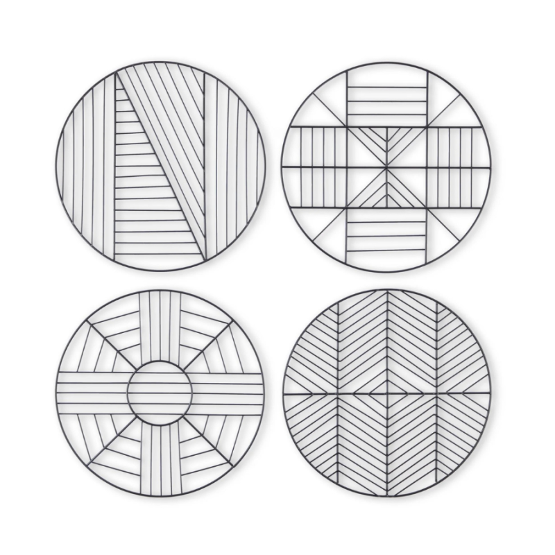 Set of 4 Black Metal Placemats