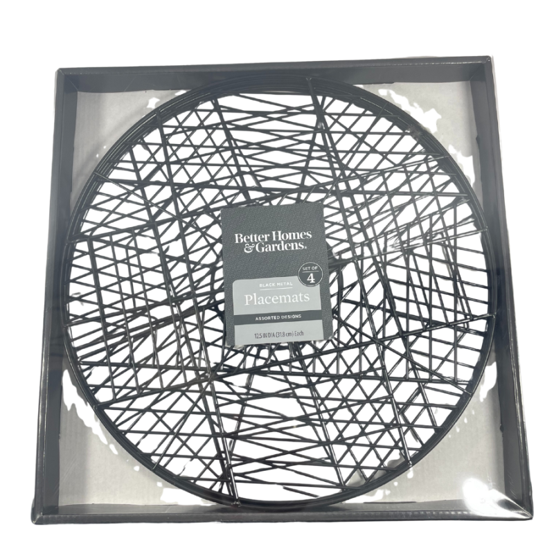 Set of 4 Black Metal Placemats