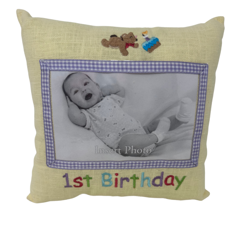 10" x 10" Baby's 1st Birthday Picture Throw Pillow