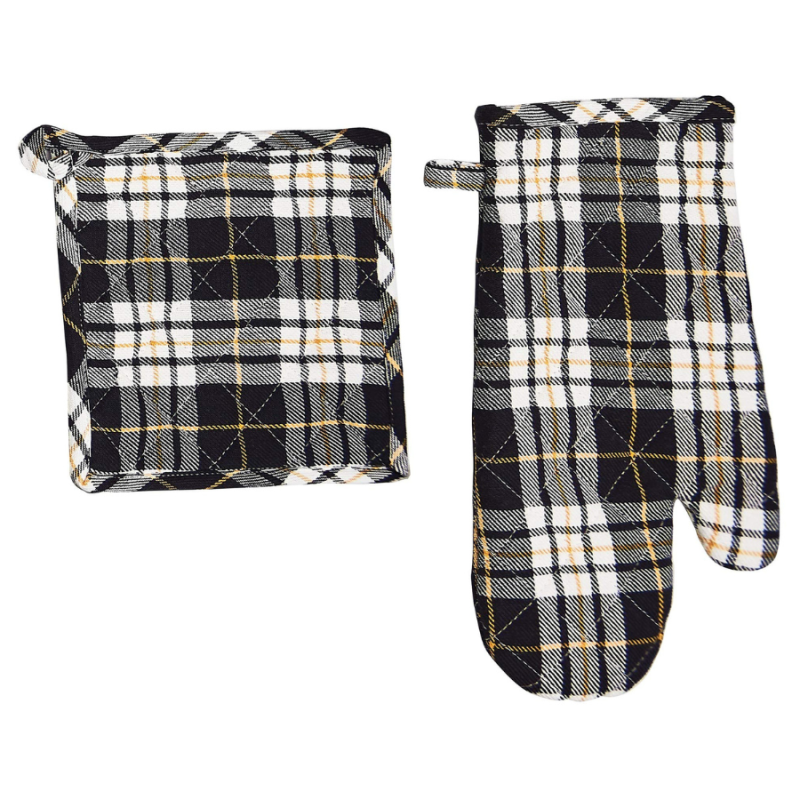 2 pc Plaid Oven Mitt and Potholder Set