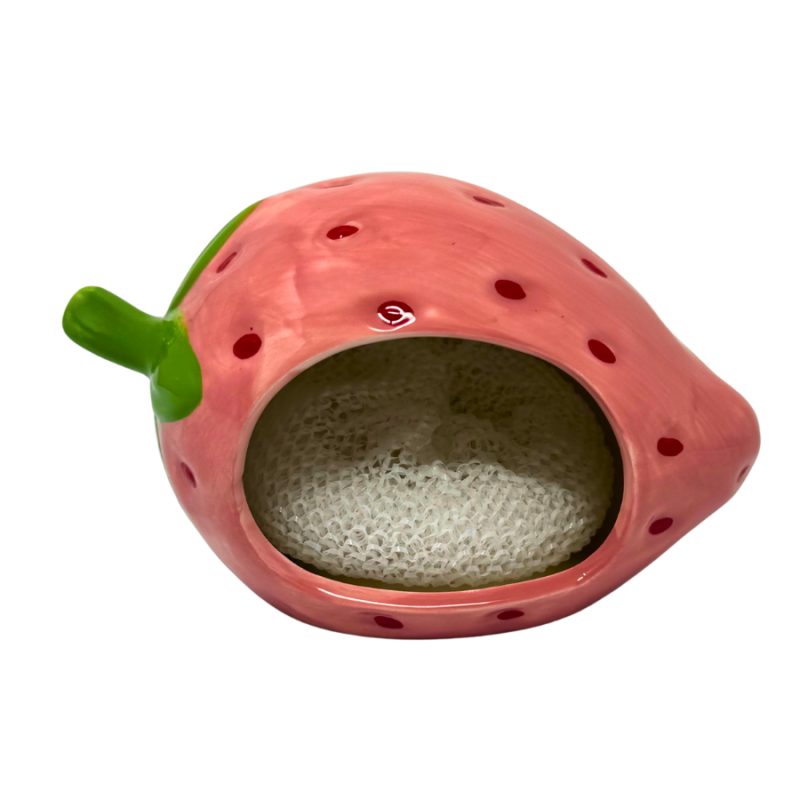 Pink Strawberry Scrubber Holder