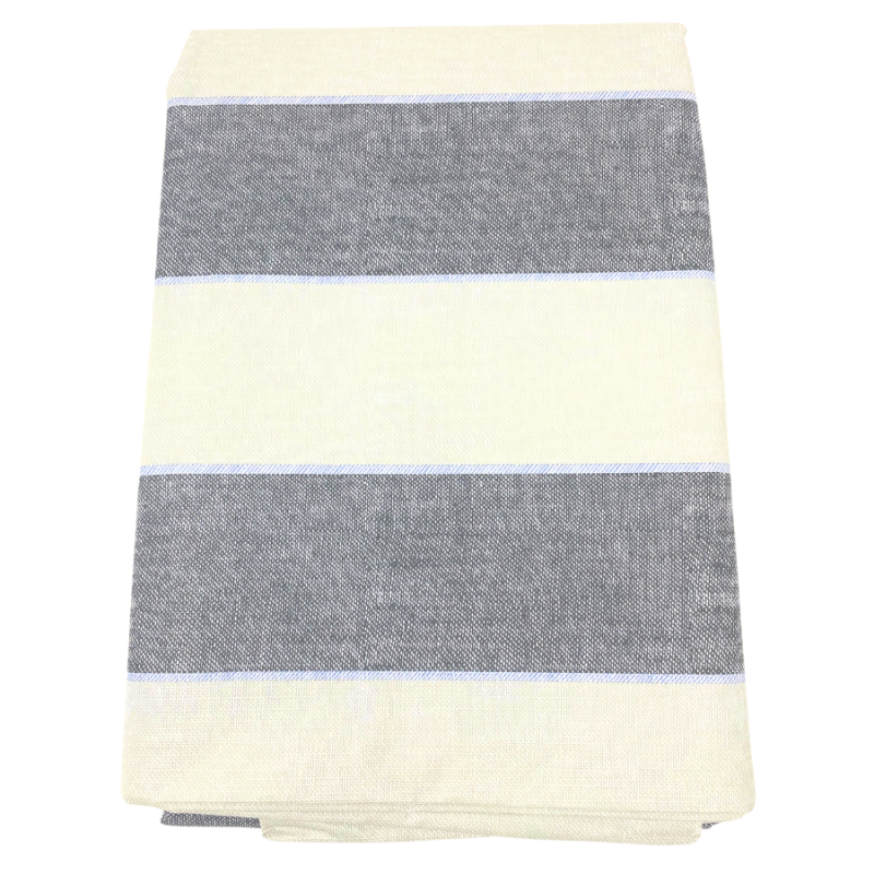 52" x 90" Grey, Blue & White Stripe Tablecloth