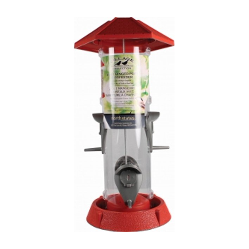 4-Perch Plastic Tube Bird Feeder - Red