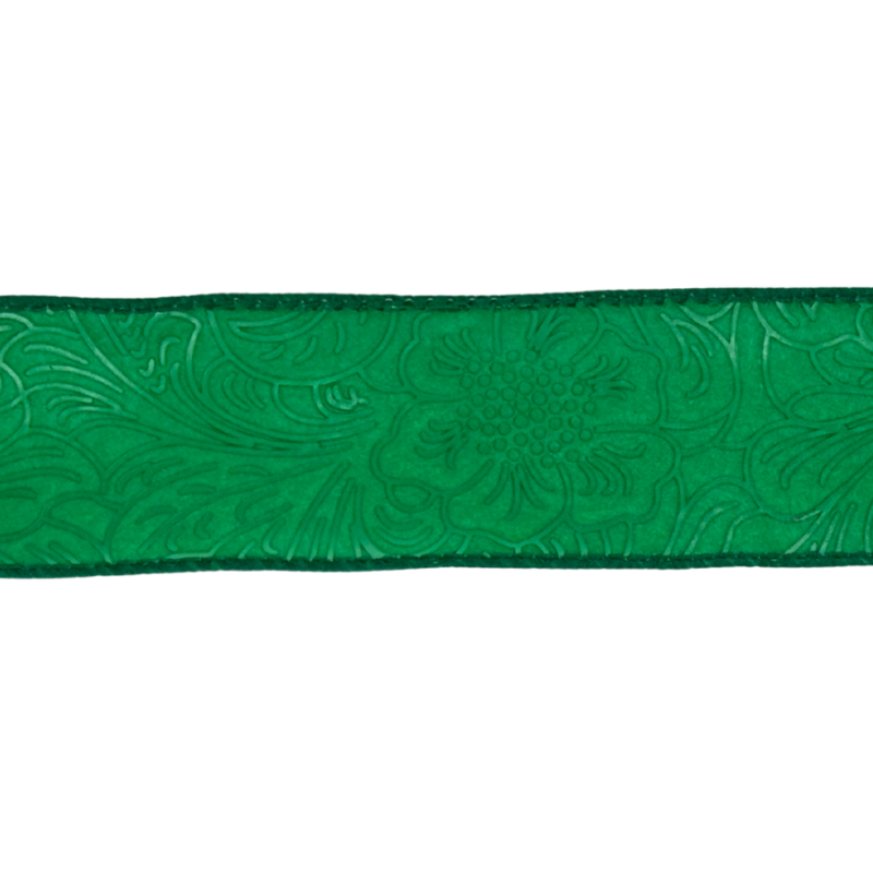 2.5" x 10yd Emerald Green Embossed Ribbon