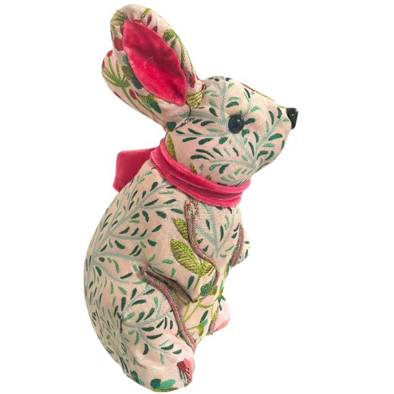 9" Pink & Green Fabric Easter Bunny