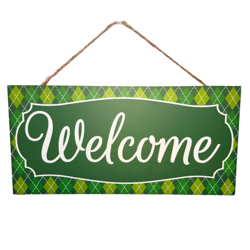 12" Green Wooden Welcome Sign