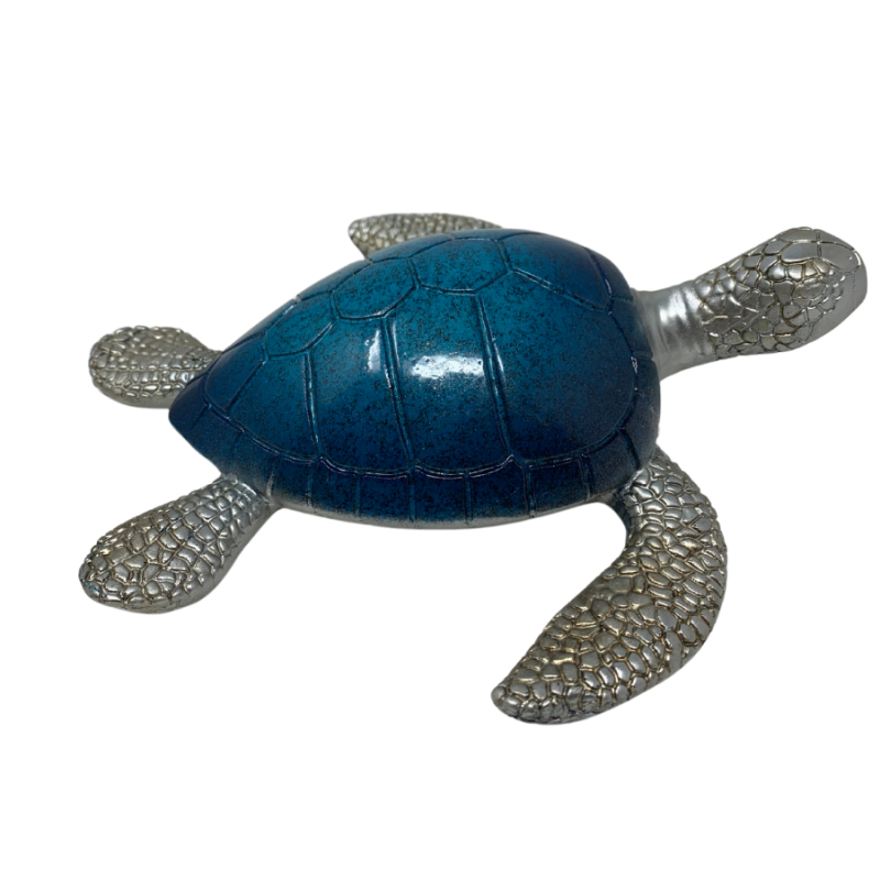 8" Ocean Blue & Silver Turtle