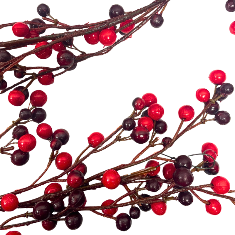 72" Bright & Dark Red Berry Garland