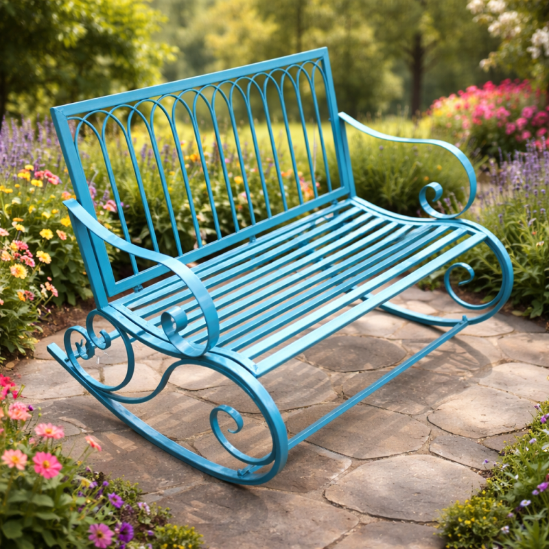 Teal Blue Garden Bench