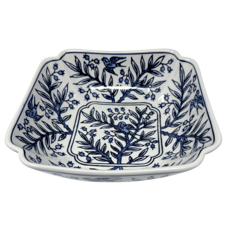 Blue and White Chinoiserie Square Bowl