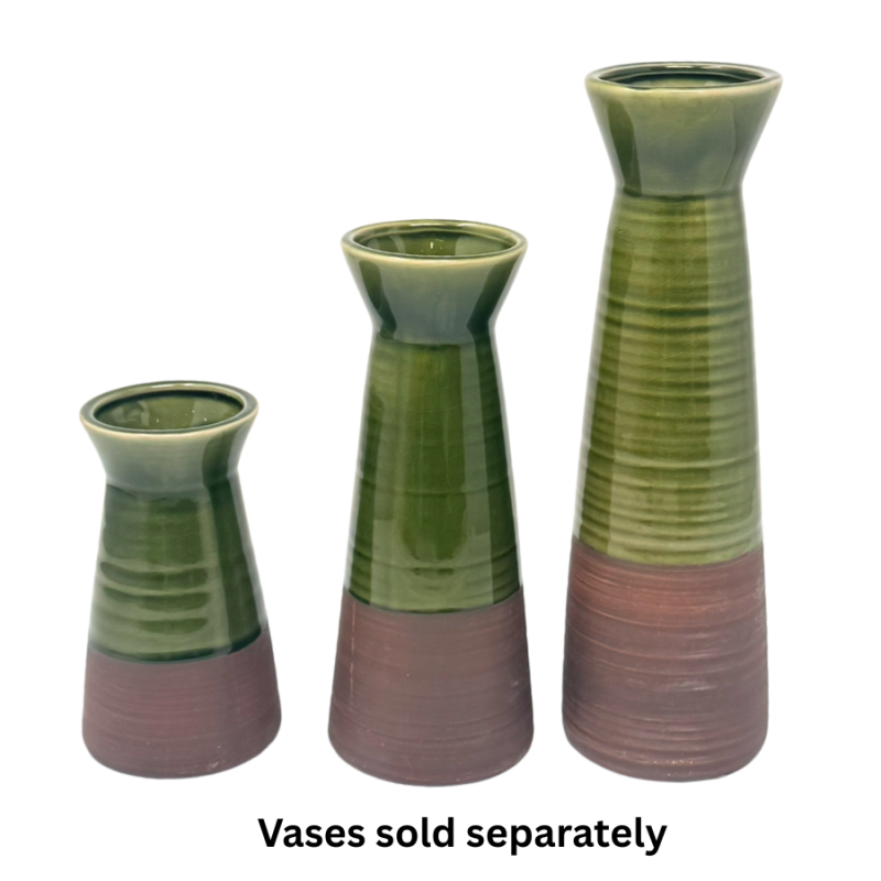 10" Two-toned Green & Brown Ceramic Vase