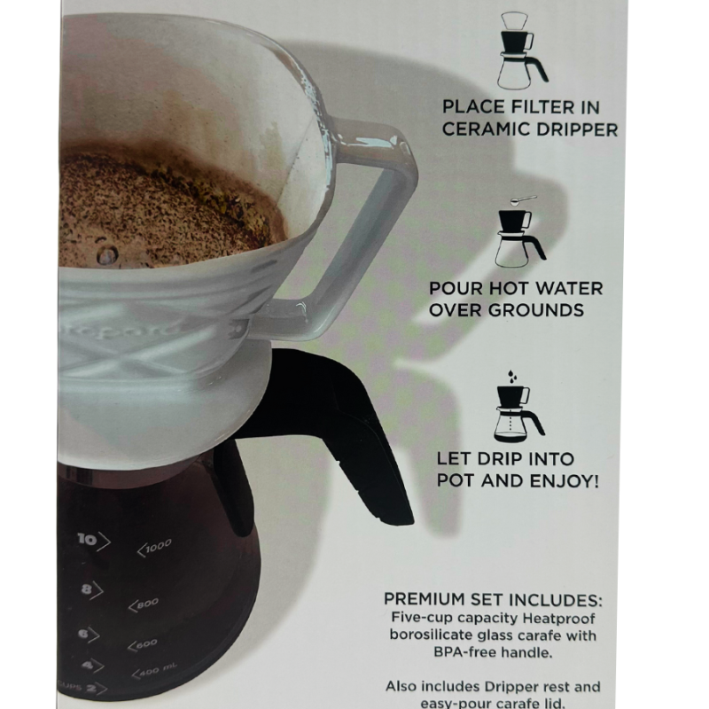 Prepara Ceramic and Glass Premium Pour-Over Set 10 Cups