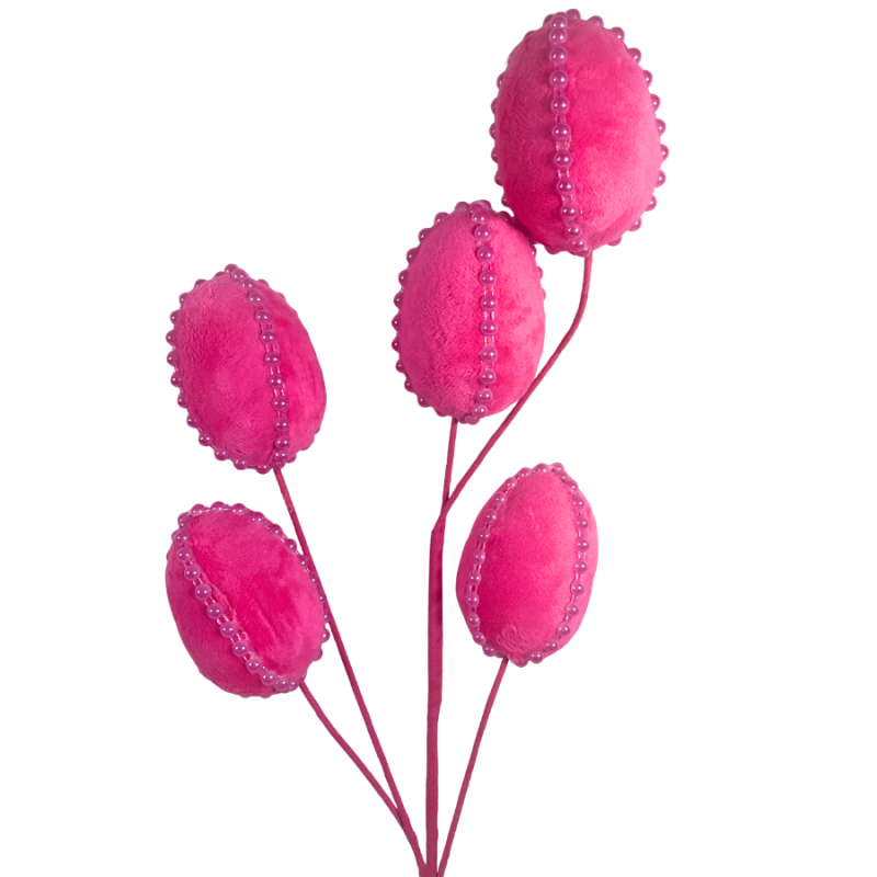 24" Pearl Velvet Egg Spray - Hot Pink