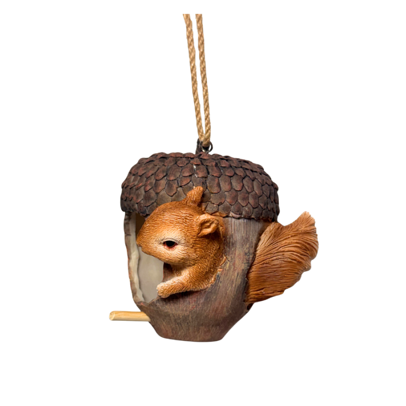 5" Acorn Birdhouse with Squirrel