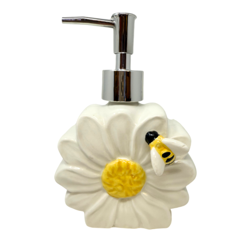Ceramic Daisy Bee Soap Dispenser