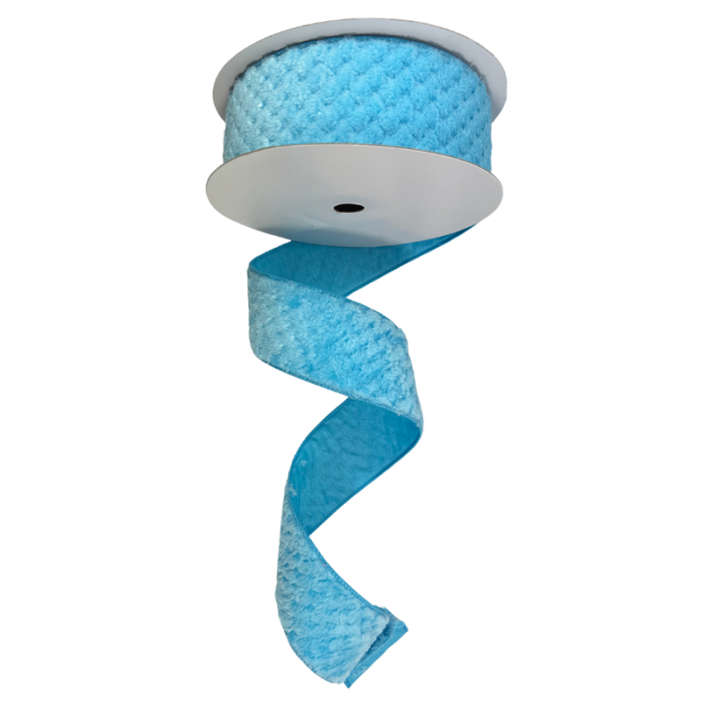 2.5" x 10yd Sherpa Quatrefoil Pattern Ribbon - Blue