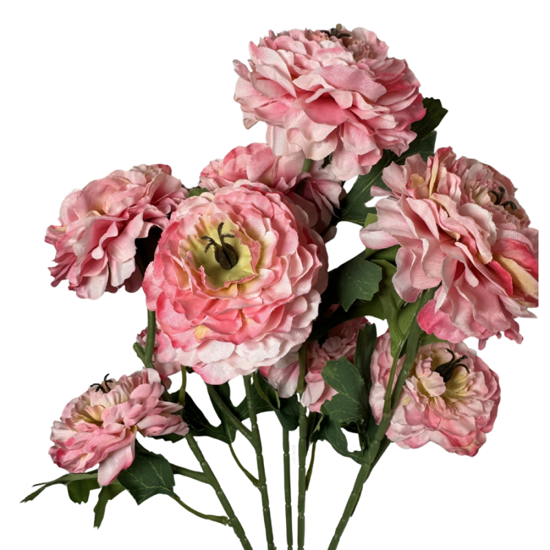 21" Ruffled Ranunculus Bush- Pink