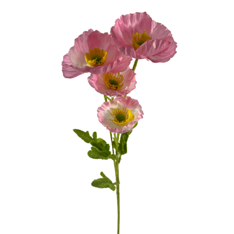 23.5" Flowering Mini Poppy Spray - Pink