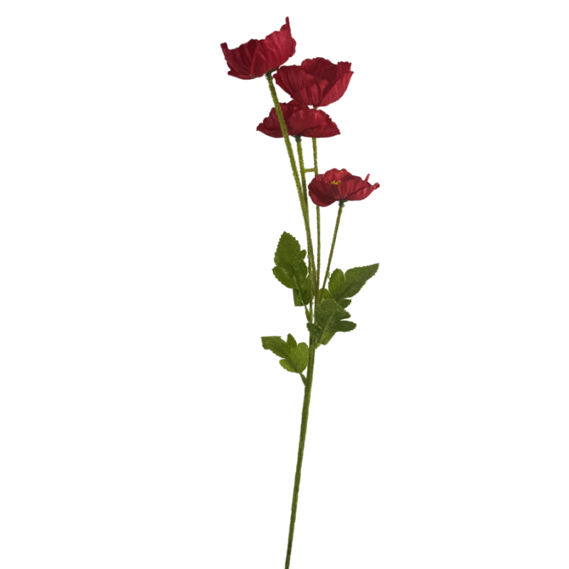 23.5" Flowering Mini Poppy Spray-Red
