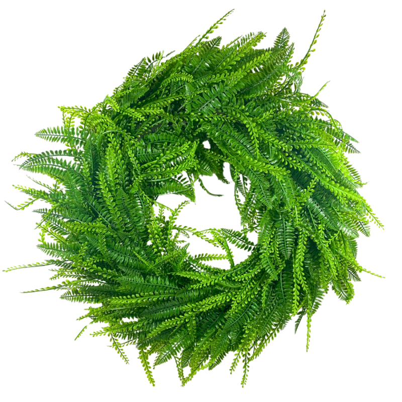 24" UV Fern/ Bead Grass Mixed Wreath