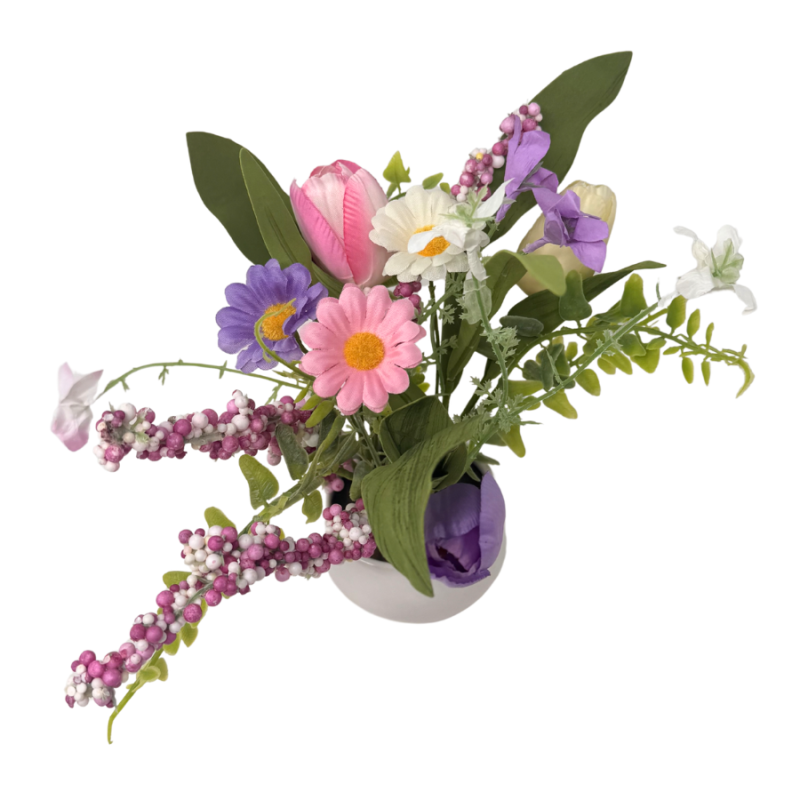 9" Pink & Purple Tulip Arrangement in Pot