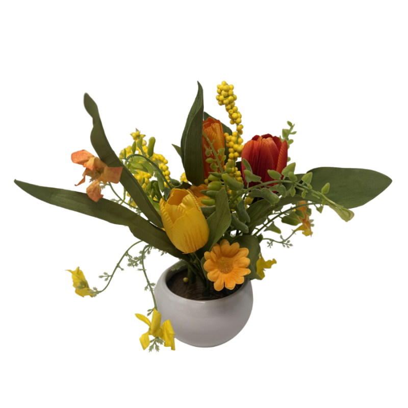 9" Orange Tulip Arrangement in Pot