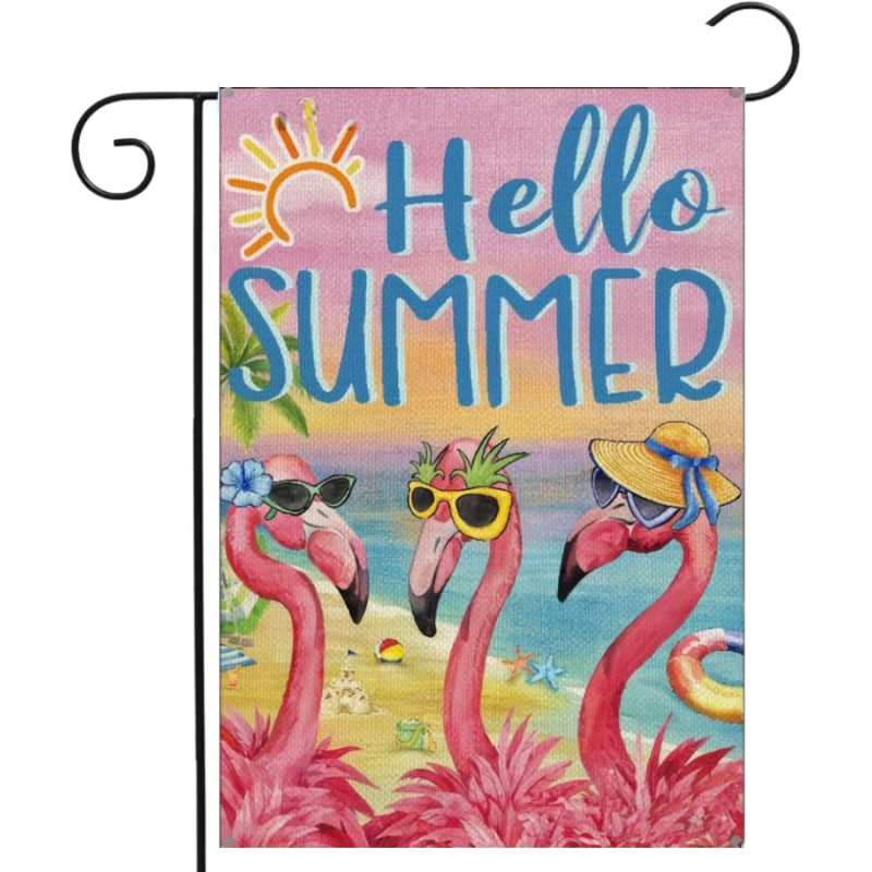 Flamingos Summer Garden Flag