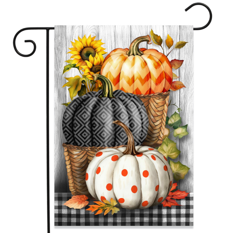 Pumpkin Basket Stack Garden Flag