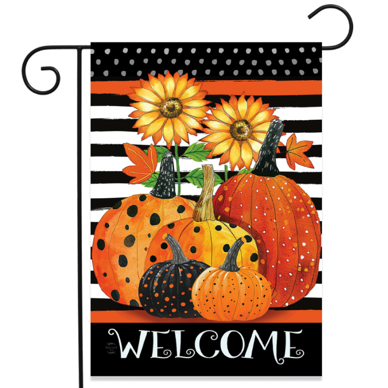 Pumpkin & Stripes Garden Flag
