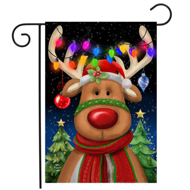 Festive Reindeer Garden Flag
