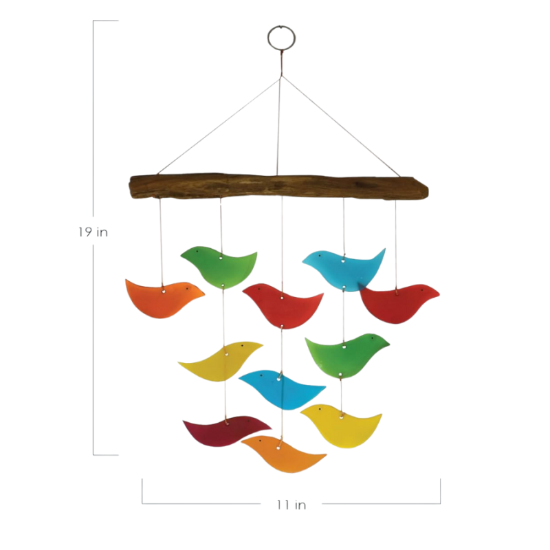 19" Rainbow Birdies Handcrafted Windchime