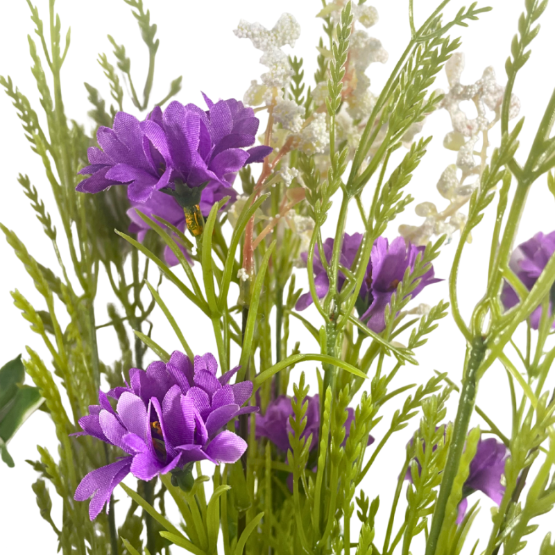 24" Wild Flower & Baby's Breath Bush - Purple