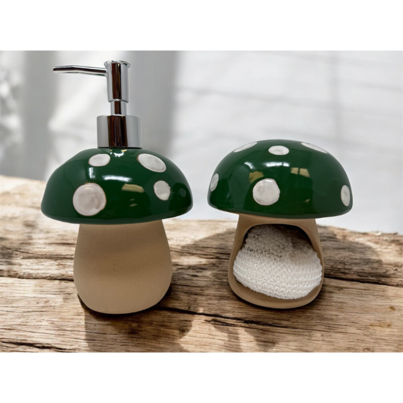Ceramic Green Mushroom Soap Dispenser