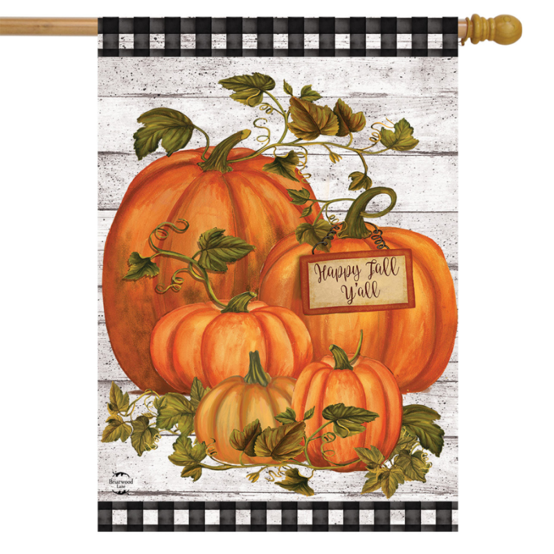 Happy Fall Y'all Pumpkins Farmhouse House Flag