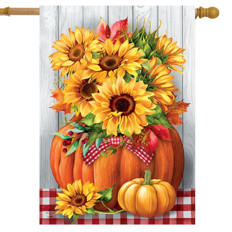 Sunflowers in Pumpkin House Flag