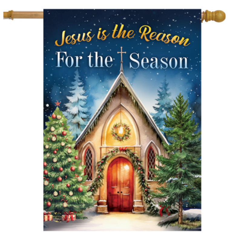 Reason For the Season Church Double Sided House Flag