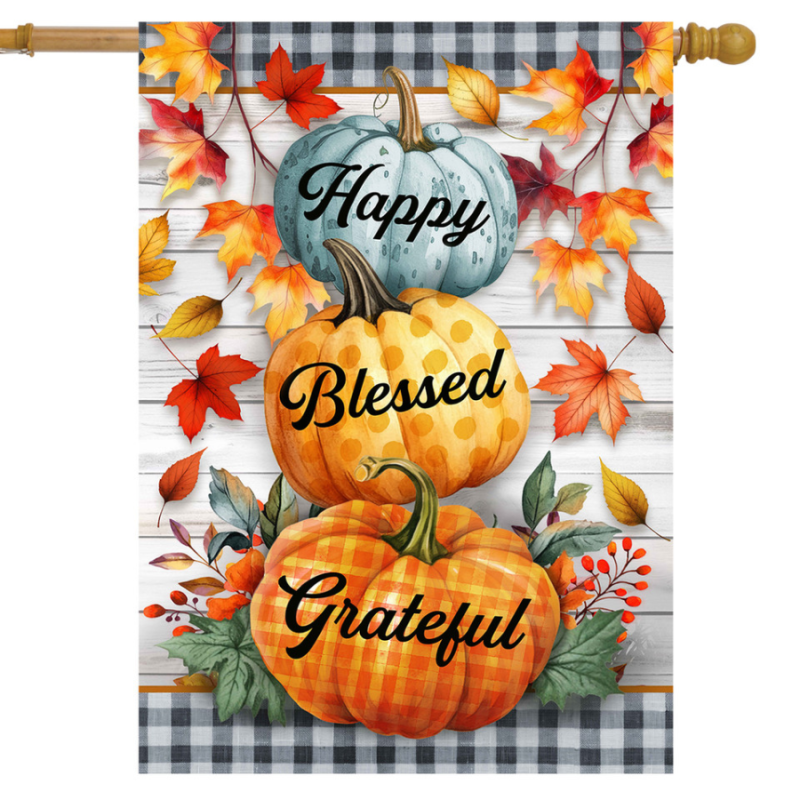 Happy Blessed Grateful House Flag