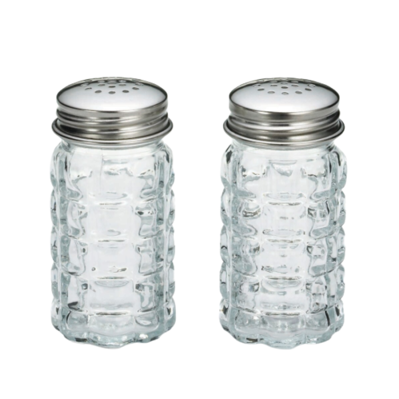 Glass & Stainless Steel Salt & Pepper Shaker Set