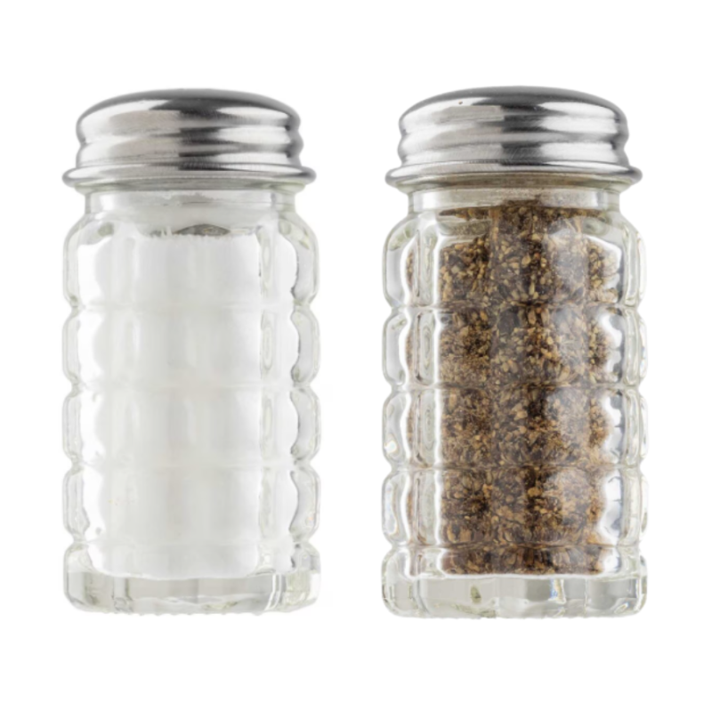Glass & Stainless Steel Salt & Pepper Shaker Set