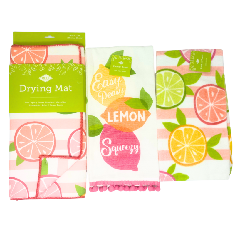 3 pc Lemon Themed Kitchen Linen Set